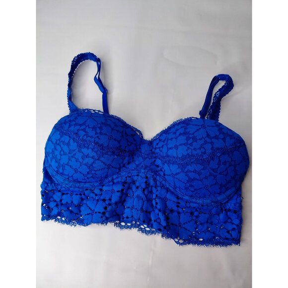 Pink Blue Lace Padded Bralette With Adjustable Straps. color variate in the pic - Picture 4 of 6